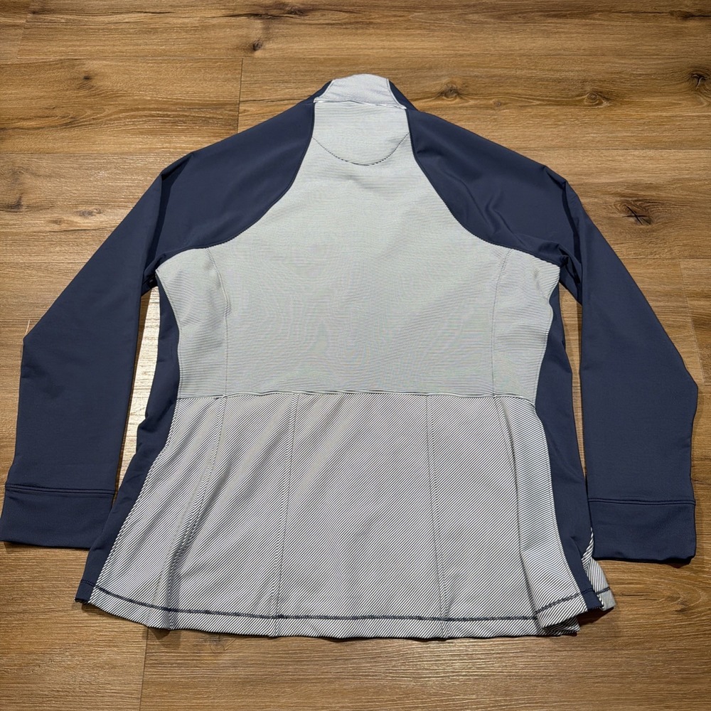 Peter Millar Golf Jacket Womens XL Navy Blue Striped Full Zip Daniel Murphy Logo - Picture 11 of 13